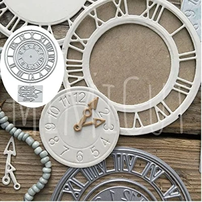 Immagine di Fustelle circolari in metallo con scritta lingua tedesca &quot;Frohe Weihnachten&quot; (Buon Natale) Orologio, numeri, stencil, stencil fai da te, scrapbooking, carta, creazione di biglietti