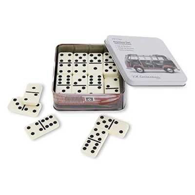 Immagine di Brisa VW Collection Volkswagen Domino, gioco da tavola in scatola di metallo retrò con 28 tessere, confezione metallo, T1 Bus design (Dashboard)