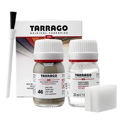 Immagine di Tarrago Kit 25 ml di colorante auto lucido Tintura autolucidante per scarpe, accessori e primer Copre sfregamenti calzature Talpa grigia (46)