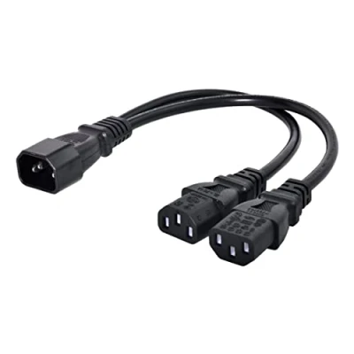 Immagine di chenyang IEC 60320 C14 maschio 1 a 2 C13 femmina Y splitter adattatore cavo di prolunga alimentazione 10A 250V per monitor/computer/PDU chassis
