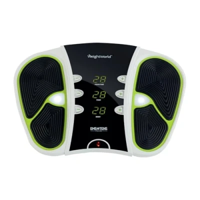Immagine di Massaggiatore per Piedi e Gambe con Tecnologia TENS EMS Elettrostimolatore Muscolare, Impulsi Elettrici Gambe, Plantare Telecomando, 4 Elettrodi Custodia