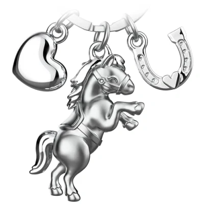 Immagine di FABACH portachiavi a forma di cavallo, portafortuna con cuore e ferro per gli amanti dei cavalli, regalo, argento, 1, Moderno