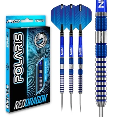 Immagine di RED DRAGON Polaris: Set di Freccette Professionali in tungsteno da 22 Grammi con Alette e aste nitrotech (steli)