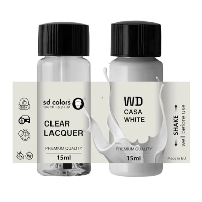 Immagine di SD COLORS CASA WHITE WD New Touch Up Paint 15 ML RIPARAZIONE SCRATCH CHIP PENNELLO COLORE CODICE BIANCO (VERNICI+LACQUA)