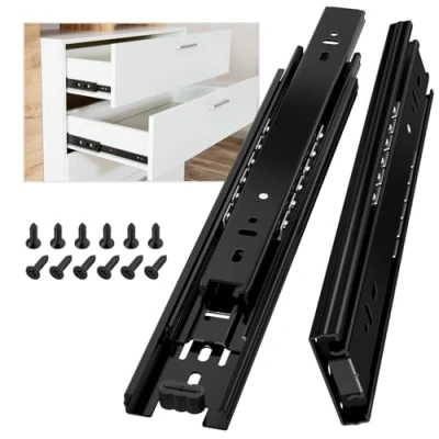 Immagine di AOLISHENG 1 Paio di Guide in acciaio per cassetti 250 mm, Cuscinetti Sfera Scorrevoli Montaggio Laterale, Resistente capacità carico 45 kg