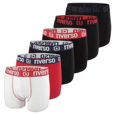 Immagine di riverso RIVOle, boxer da uomo, confezione 6 pezzi, biancheria intima, stile retrò, elasticizzati, nero, grigio, blu, bianco, verde, rosso, arancione, giallo, S, M, L, XL, XXL, 3XL, 4XL, 5XL,