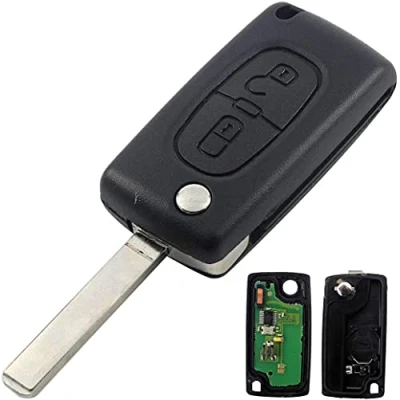 Immagine di Chiave completa con elettronica a programma PLIP per C1 C2 C3 C4 C5 Berlingo Picasso 207 208 307 308 3008 807 Cover CE0536 Lama senza scanalature Telecomando