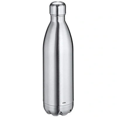 Immagine di cilio Elegante borraccia in acciaio inox lucidato, 1 l, a prova di perdite, thermos anche per bevande gassate, mantiene caldo fino 18 ore e freddo 24