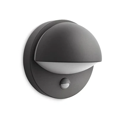 Immagine di Philips LED June, Lampada a Parete, per Esterni, Attacco E27, con Sensore di Movimento, Lampadina Inclusa, IP44, Antracite