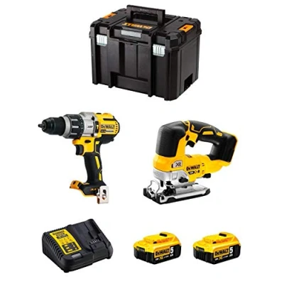 Immagine di DeWALT Kit DWK215 (Trapano a Percussione DCD996 + Seghetto Alternativo DCS334 2 Batterie 5,0 Ah Caricabatterie TSTAK VI)