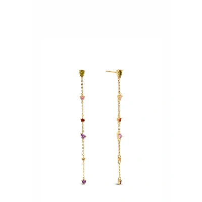 Immagine di SINGULARU Orecchini Drop Glam. Ottone con Placcatura Oro 18Kt. Lunghi Zirconi. Chiusura in Silicone. Gioielli da Donna