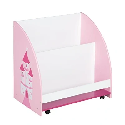 Immagine di roba Scaffalatura per Bambini Krone 60 x 40 cm Mobile Girevole con Rotelle 3 Scompartimenti Ottimale anche come Libreria Legno Laccato Bianco e Rosa