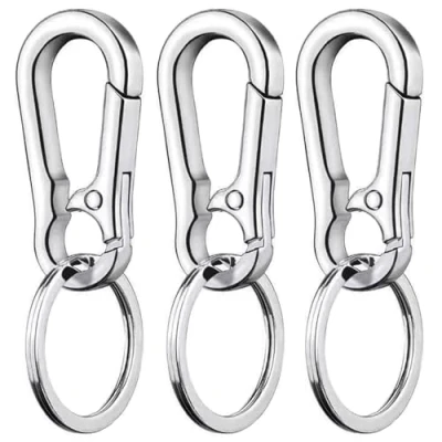 Immagine di 3 Pezzi Moschettone Portachiavi,Portachiavi Moschettone,Moschettoni Portachiavi,Moschettone Chiavi,Gancio Portachiavi,Mini Piccolo Per Auto Chiave,Bianco Argento