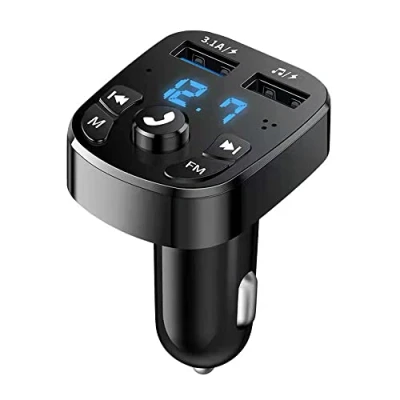 Immagine di Trasmettitore FM Bluetooth 5.0 per auto, Kit Vivavoce, adattatore radio wireless, caricatore lettore musicale, 2 porta USB Supporto MP3/U Disk