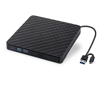 Immagine di Masterizzatore CD DVD Externo,Unità Esterna USB 3.0/Type C Drive ROM Player +/ RW Writer/ReWriter/Player, grande compatibile Windows/Mac OS per Apple MacBook Pro/Laptop/Desktops/PC
