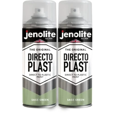 Immagine di JENOLITE Directoplast Vernice lucida VERDE SALVIA 2x400ml spray multisuperficie Per tutti i tipi di plastica Nessun primer richiesto RAL7494C