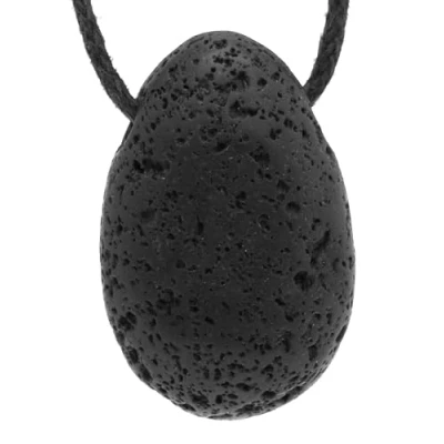 Immagine di Lebensquelle Plus Ciondolo a goccia in Pietra lavica tamburo forato con nastro di cotone pietre preziose alta qualità, semipreziosa, Lava