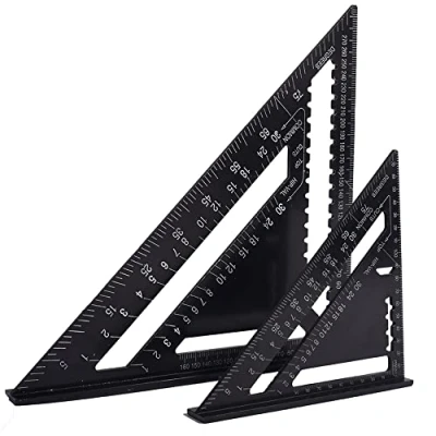 Immagine di ASNOMY Squadra da Falegname in Allumino 18 cm e 30 cm, Metrico Righello Triangolo Combinata : Truschino Falegname, Guida Goniometro per Carpentiere