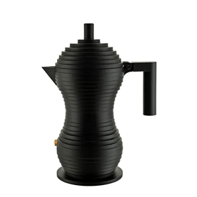 Immagine di Alessi Pulcina MDL02/1 BB Caffettiera Espresso di Design, in Fusione Alluminio con Manico e Pomolo PA, 1 Tazza, Nero