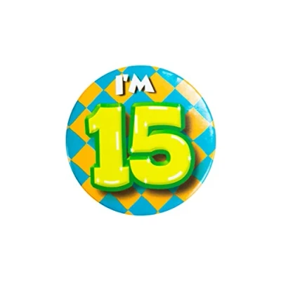 Immagine di PD Party 6014715 Compleanno Distintivo/Spillo Badge Celebrazione Festa I&#039;m 15, Multicolore, 5.5cm Lunghezza x Larghezza 0.5cm Altezza