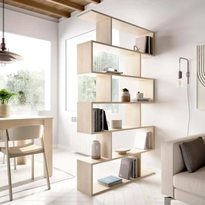 Immagine di Dmora Libreria Misma, Scaffale da ufficio multiuso, Mobile biblioteca portalibri a 6 ripiani, 80x25h190 cm, Rovere