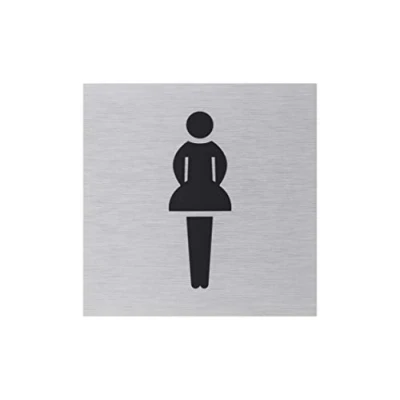 Immagine di Metafranc 507150 Cartello adesivo da donna, 80 x mm, in alluminio, effetto acciaio inox, retro autoadesivo, segnaletica informativa, marchio commerciale