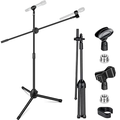 Immagine di CAHAYA Asta a Giraffa per Microfono con 2 Diversi Clip Supporto Treppiede Altezza Regolabile Concerti Videoconferenze Palchi Matrimoni CY0318