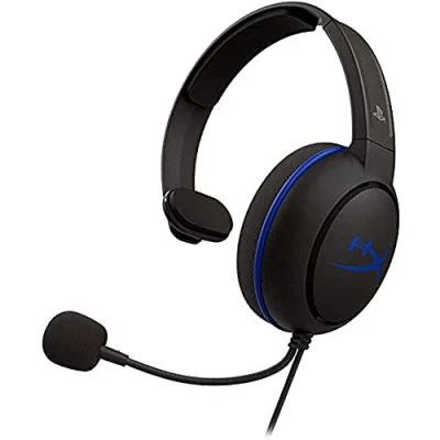 Immagine di HyperX Cloud Chat, Cuffia da Gaming Monoaurale, Connessione Cablata a 3,5 mm, Microfono con Cancellazione Rumore, Telaio Plastica, Cuscinetti Gommapiuma, Comandi sul Cavo, Adatto per PS4, Nero/Blu