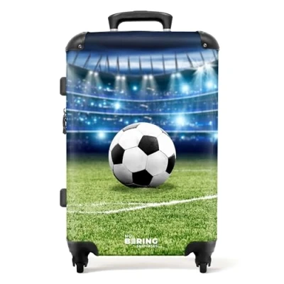 Immagine di NoBoringSuitcases.com Valigia Bambini, Grande, Trolley Bambino, Per Serratura TSA, Ragazzo, Grande 23 kg (67 cm 72 L), (Calcio Verde)