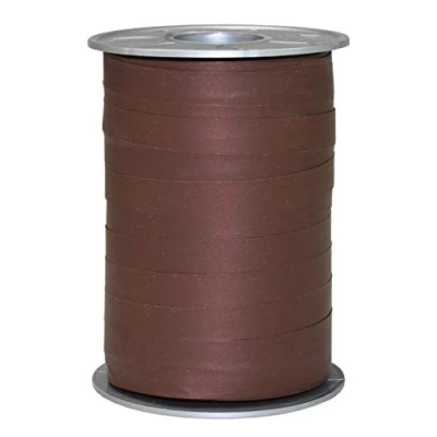 Immagine di PRÄSENT nastro color marrone, rocchetto di pacchi, lungh. 200 m, largh. 10 mm, bianco marrone per decorare e bricolage, effetto carta regali in tutte le occasioni