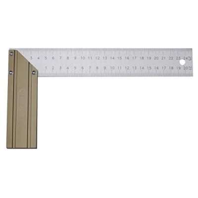Immagine di KS Tools 300.0223 Squadra graduata in acciaio KS, manico alluminio, lama temprato graduato, 400 mm