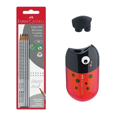 Immagine di FABER CASTELL 205078 Set da scrittura con 6 matite HB e temperino Beetle, per bambini