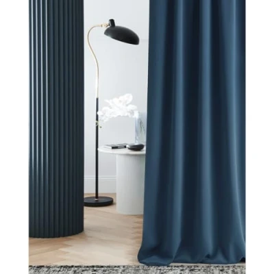 Immagine di ROOM99 Curtain Tenda con occhielli, 140 x 260 cm, larghezza altezza, oscurante, per soggiorno, camera da letto, colore: blu scuro