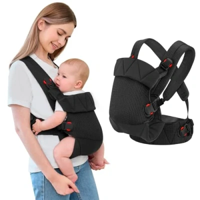 Immagine di IULONEE Ergonomico marsupio per Neonati Regolabile Porta Bebè Portabebè Neonato Baby Carrier Wrap Confortevole Bambini Toddler Nero