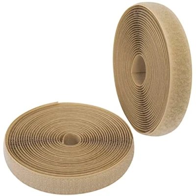 Immagine di Aerzetix C65925 Nastro/rotolo di scratch 20mm 5 metri auto aggrappante organizer/fermacavo striscia aggancio sacchetto indumento cinghia colore: beige scuro in poliammide e poliestere