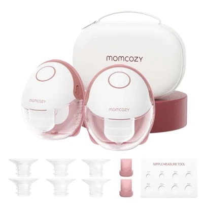Immagine di Momcozy Tiralatte a Mani libere Mobile Style M6, Ritmo Ideale per più Latte, Flangia DoubleFit, Aderente e Discreto con 3 Modalità 9 Livelli, 24mm (2, Rosso)