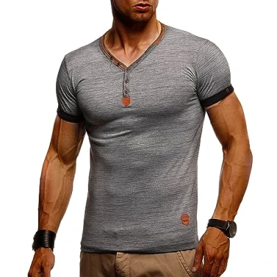 Immagine di Leif Nelson Sommer Coole Casual Kurzarm Tshirt basic, Uomo, Taglia: Small, Anthrazit