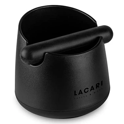 Immagine di Cestello battifiltro nero opaco Contenitore knock off Lacari ORIGINALE per fondi di caffè in plastica riciclabile caffe Parte inferiore gommata