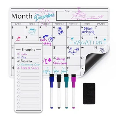 Immagine di Amazon Basics Foglio magnetico cancellabile, con calendario, Bianco, 30,5 cm x 43,2