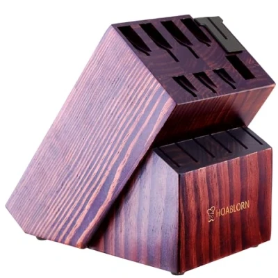 Immagine di ChefHoablorn Blocco coltelli, portacoltelli in legno, da cucina universale con affilatore integrato, 15 alloggiamenti per coltelli cucina, senza coltelli.