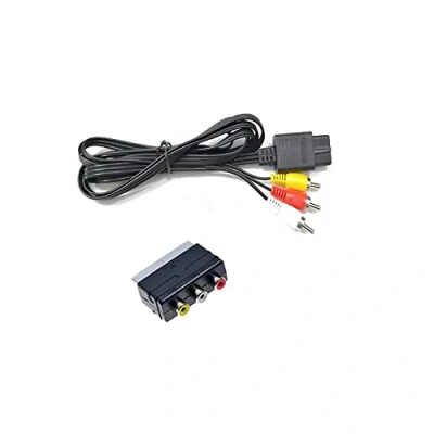 Immagine di WICAREYO cavo AV con adattatore 3RCA a scart per N64 NGC SNES, 6 piedi/1,8 m, audio composito TV 3 RCA Gamecube SNES
