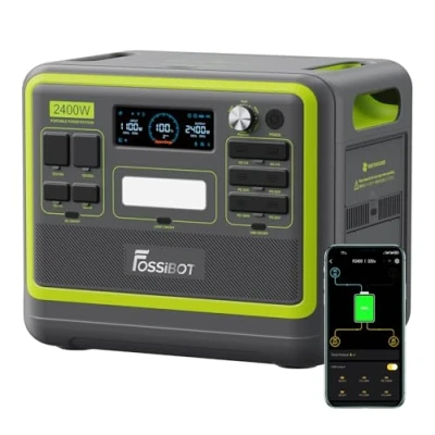 Immagine di FOSSiBOT F2400 Centrale Elettrica Portatile e Generatore Solare, Batteria di Backup LiFePO4 da 2048 Wh, Uscita CA 2400 W (Picco 4800 W), presa CA, CC, USB, adatta per Camper Viaggi All&#039;aperto.