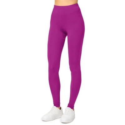 Immagine di Merry Style Leggings Lunghi Donna in Viscosa con Elastan Ampia Pantaloni Banda Elastica Leggins per Casa Palestra Tempo Libero MS10 143 (Fucsia, M)