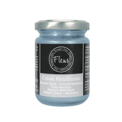 Immagine di FLEUR DESIGNER&#039;S PAINT Colore Metallizzato, 130 ml, F90 Aston Silver, Base Acqua, ad Alto Contenuto di Pigmenti Metallici Finissimi.
