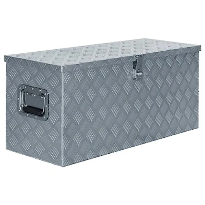 Immagine di vidaXL Cassetta in Alluminio 90,5x35x40 cm Argento Organizer Porta Utensili