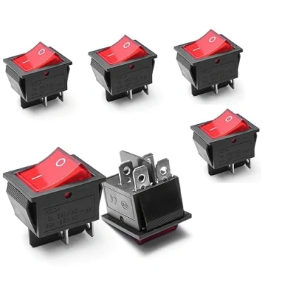 Immagine di Switian 6 interruttori a bilanciere KCD4 On Off con 4 poli, 2 posizioni AC 16A/250V 20A/125V /rosso