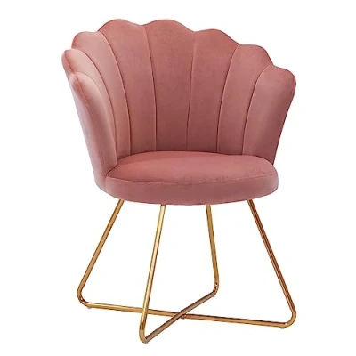 Immagine di Duhome Sedia Imbottita Poltrona Lounge Design Retro con Piedini in Metallo 8057C, Colore:Grigio, Materiale:Velluto