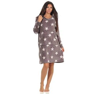 Immagine di NORMANN Wäschefabrik Camicia da notte donna, in morbido pile coral, Colore: rosa., Large