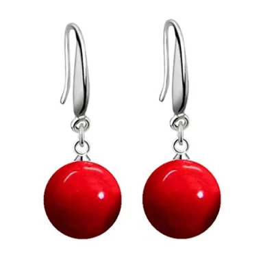 Immagine di YAXUN orecchini da donna in argento sterling 925, pendenti con ciondolo di perle conchiglia rosso, temperamento, semplici, classici e moda regalo gioielli per le donne ragazze