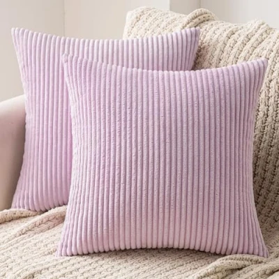 Immagine di MIULEE Confezione da 2 Fodere in Velluto a Coste Decorative Federe Morbido Copricuscini Cuscino Moderne Comodo Robusto per Camera Divano Letto 40 X cm Viola Chiaro